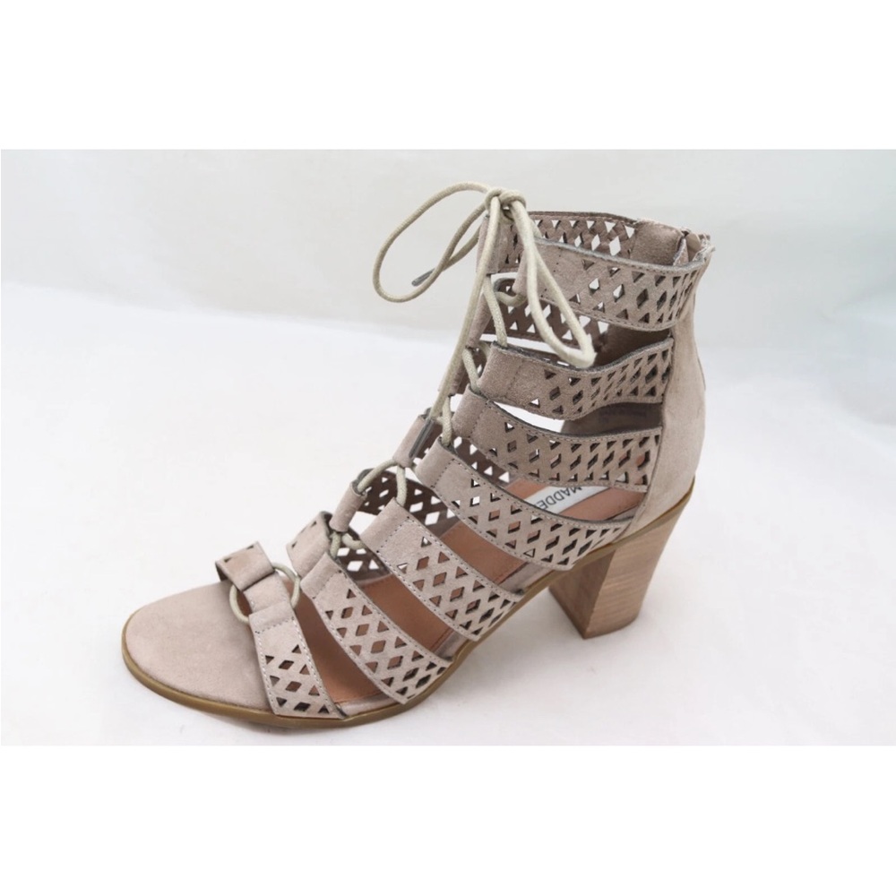 Steve Madden Delphine Beige Lace-Up Heel